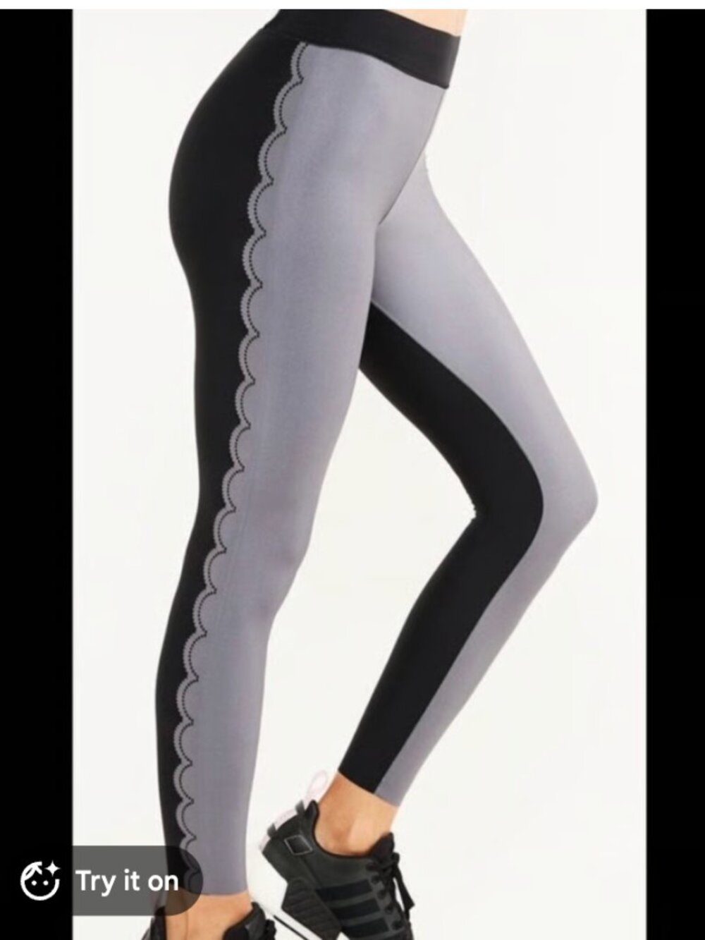 Ultracor Grey & Black Scalloped Mink Leggings Small